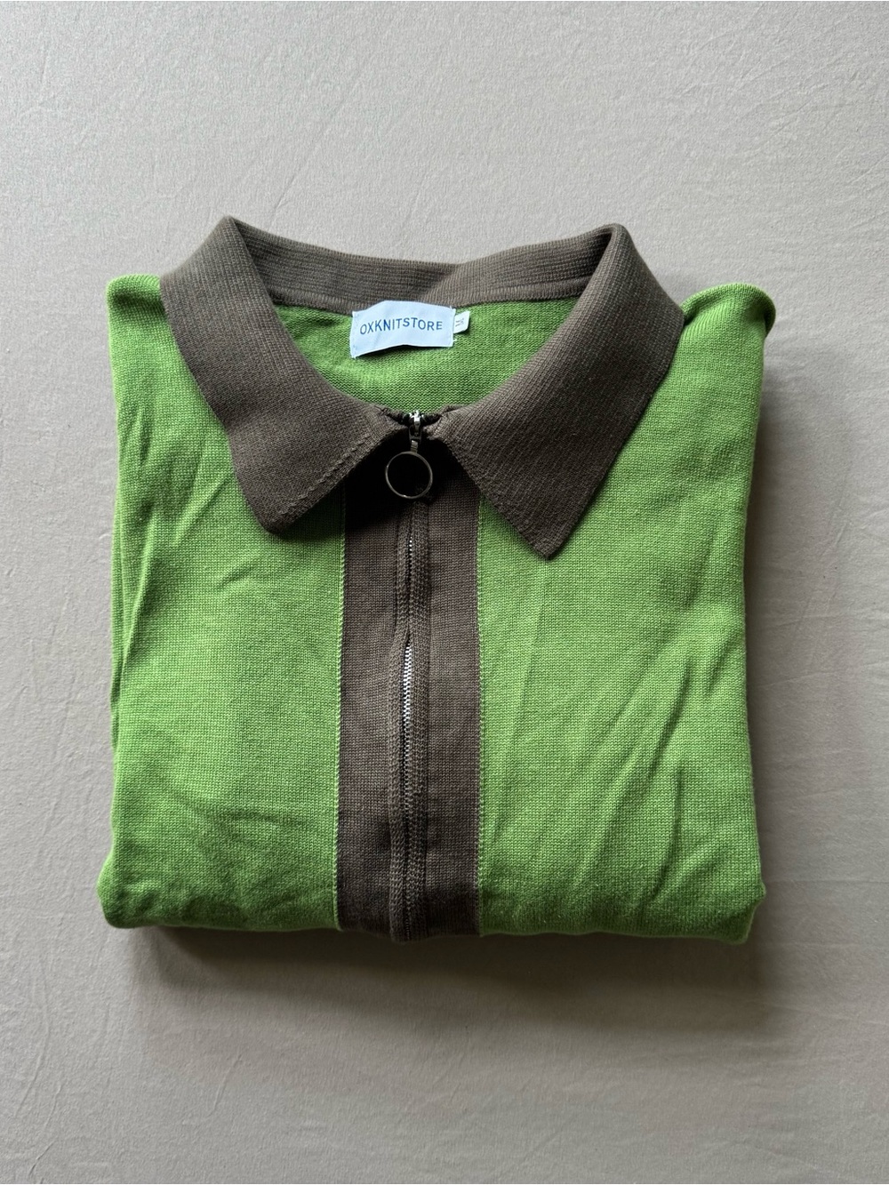 OXKNITSTORE retro-style knit full-zip polo Cardigan sweater